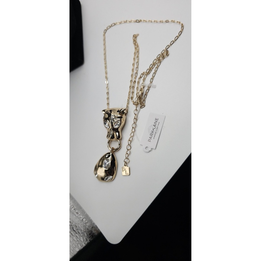 Park Lane Jewelry JAGUAR Goldtone Pendant Necklace W/ Crystal Accent 22" +3" - Picture 9 of 13